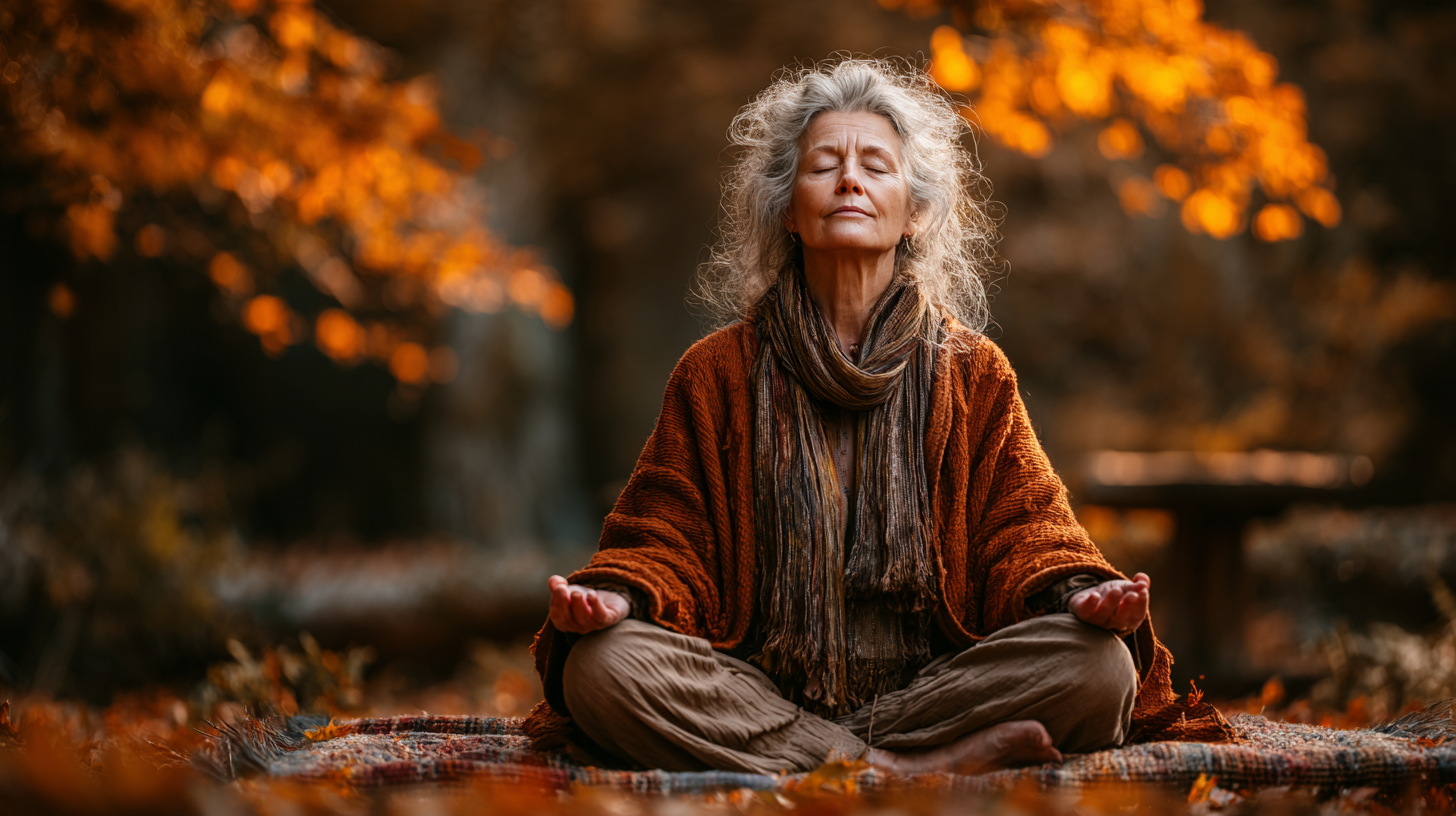 Senior practice yoga în natură